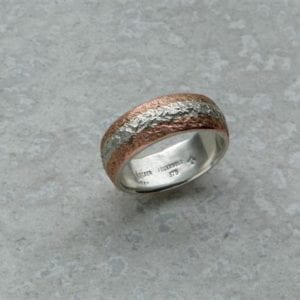 Eisschlagring in silber und Rotgold