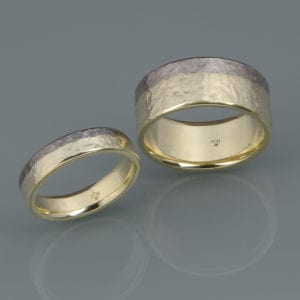 Schmiederinge in Grüngold mit Palladium