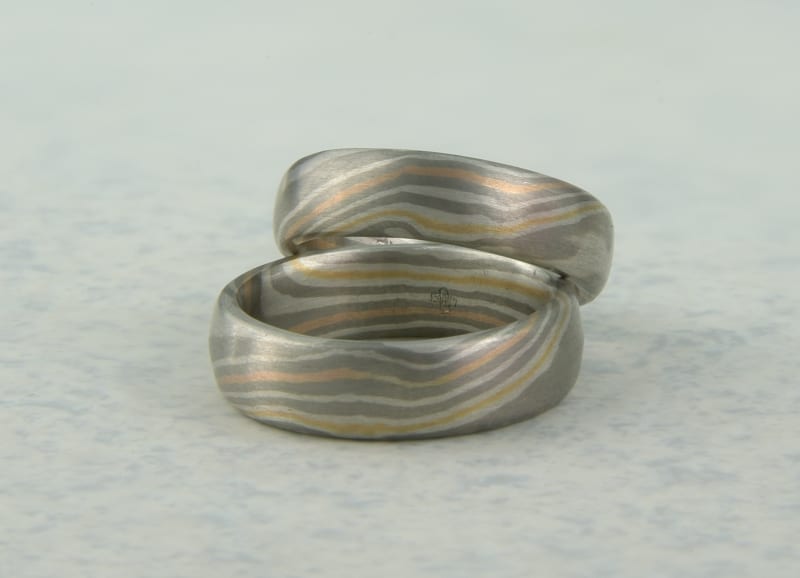 Mokume Gane Ringe vierfarbig