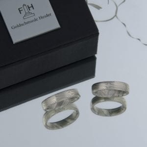 Mokume Gane Ringe mit 6 Sterne gestülpt