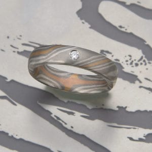 Mokume Gane Ring mit vier Sterne Innen