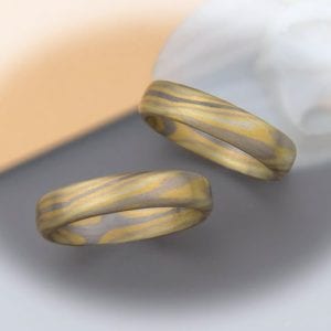 Mokume Gane Ringe mit zwei Sterne Innen