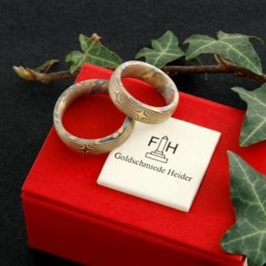 Mokume Gane Ringe mit vier Sterne Gestülpt