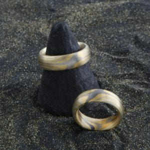 Mokume Gane Ringe eineinhalbfach Damasziert