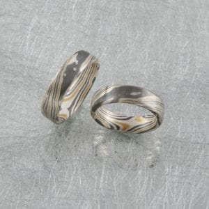 Mokume Gane Ringe mit zwei Sterne innen