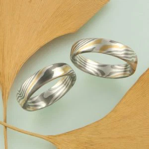 Mokume Gane Ringe mit zwei Sterne innen