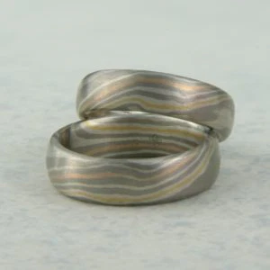 Mokume Gane Ringe vierfarbig