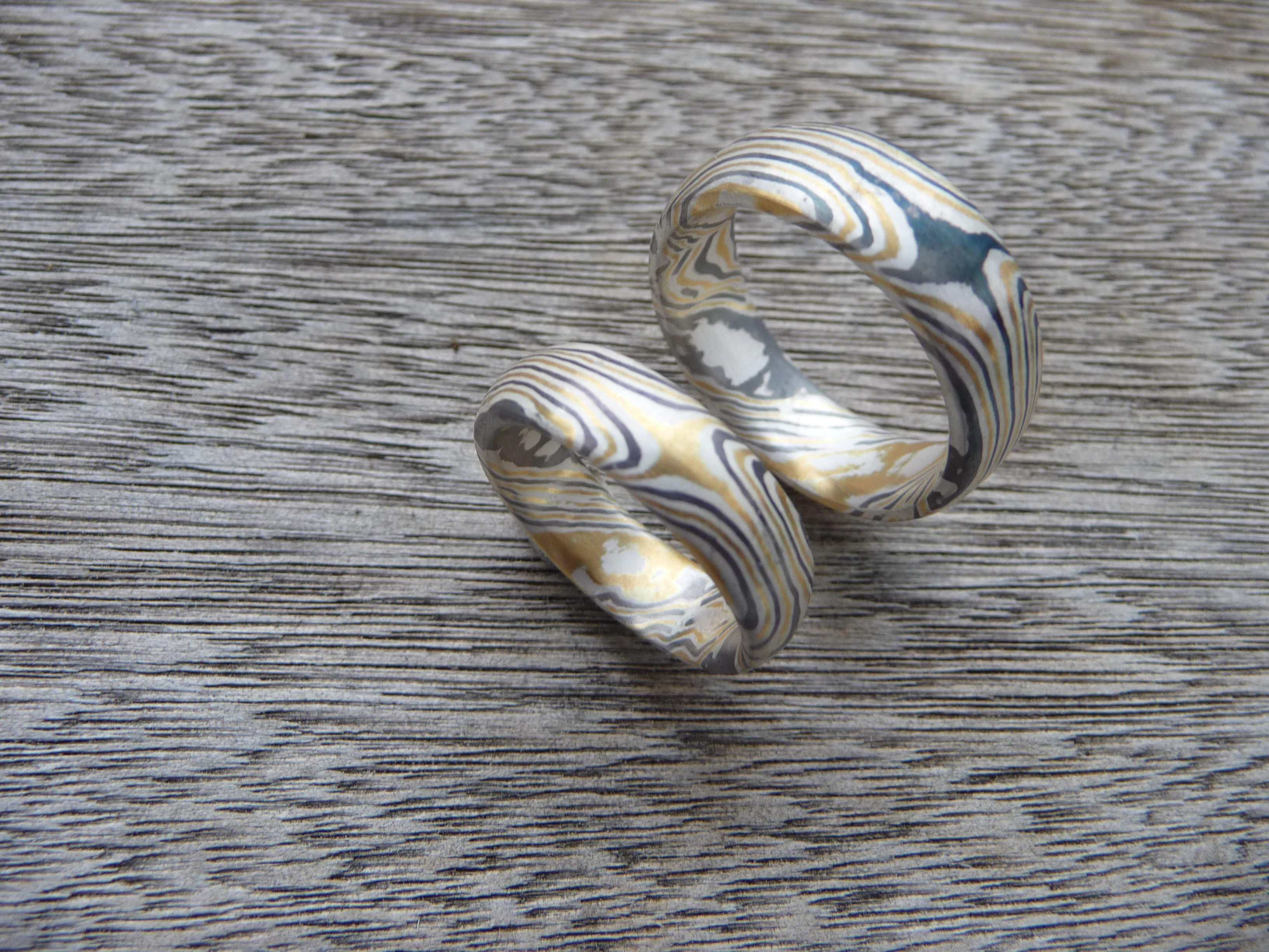 Gestülpte Mokume Gane Ringe fertig