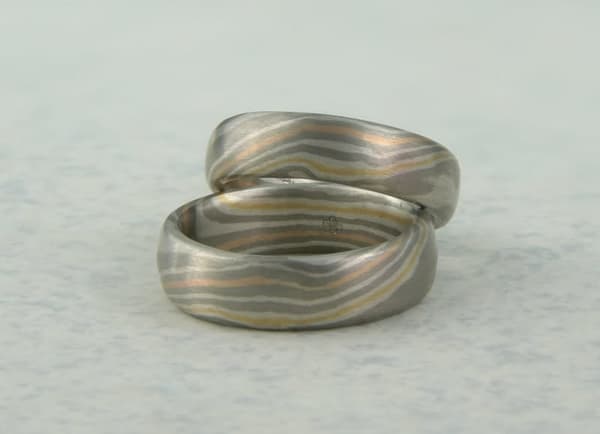 Mokume Gane Ringe vierfarbig