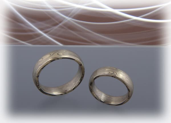 Spiegelbildliche Mokume Gane Ringe